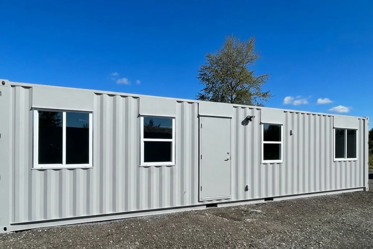 Portable modular site office delivered to a BC job site by NED Structures