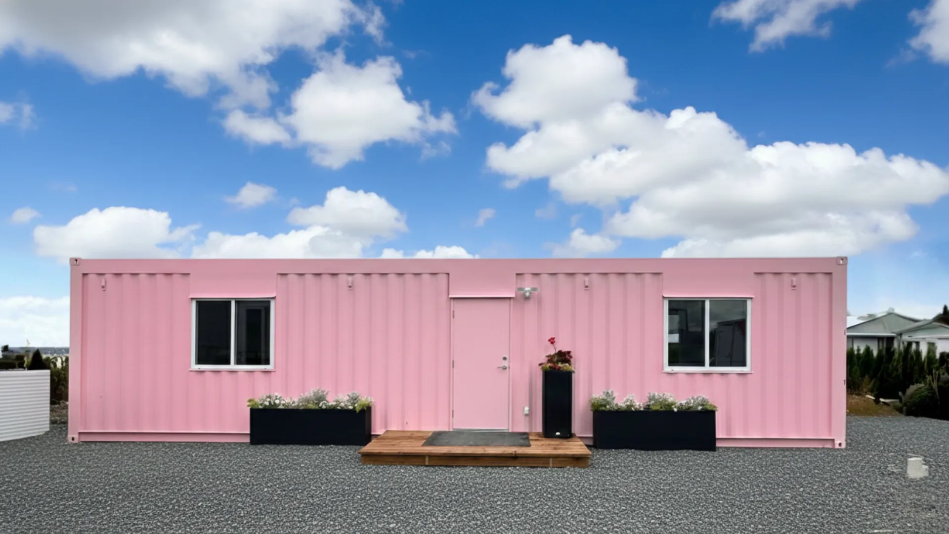 NED Structures modular office container, front view — the unit delivered across the Lower Mainland from the Langley yard
