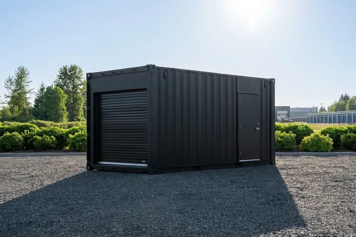 Roll-up door storage container delivered in British Columbia by NED Structures